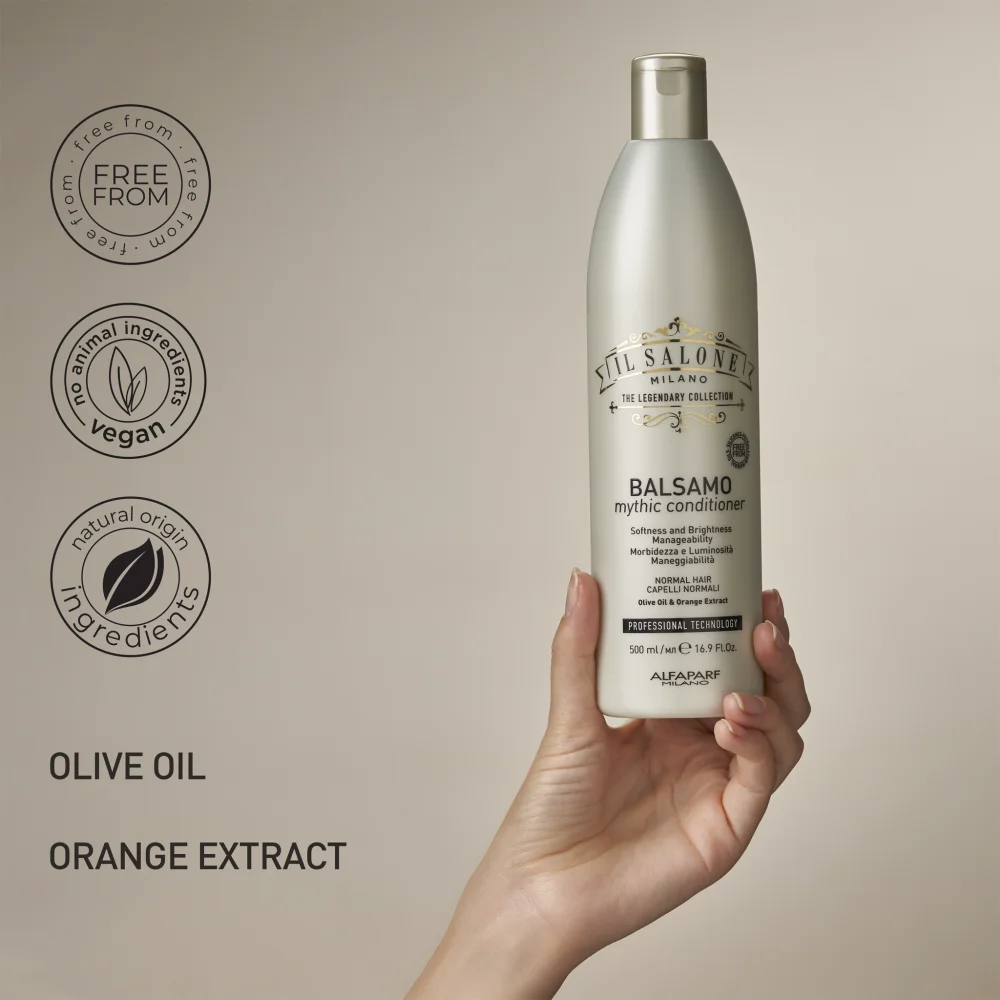 alfaparf milano il salone conditioner mythic con prodotti naturali e vegani.webp