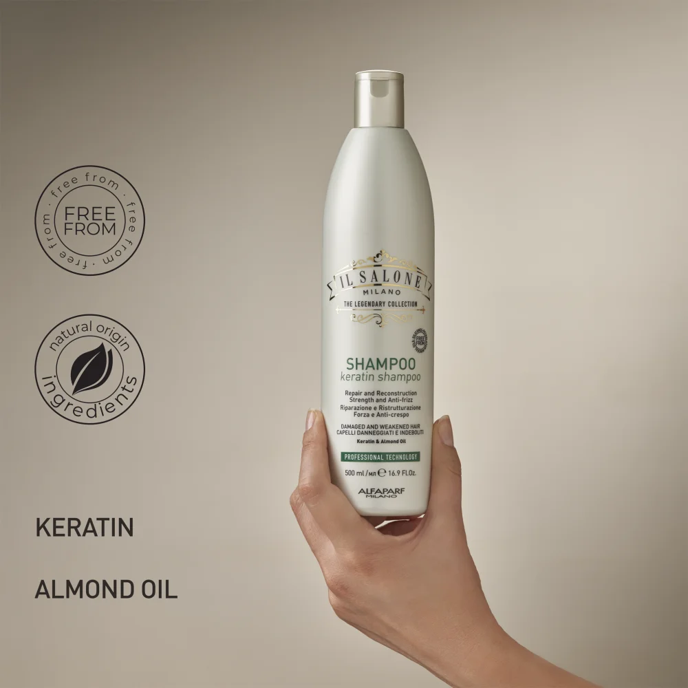 ALFAPARF MILANO IL SALONE SHAMPOO ALLA KERATINA CON PRODOTTI DI ORIGINE NATURALE.webp